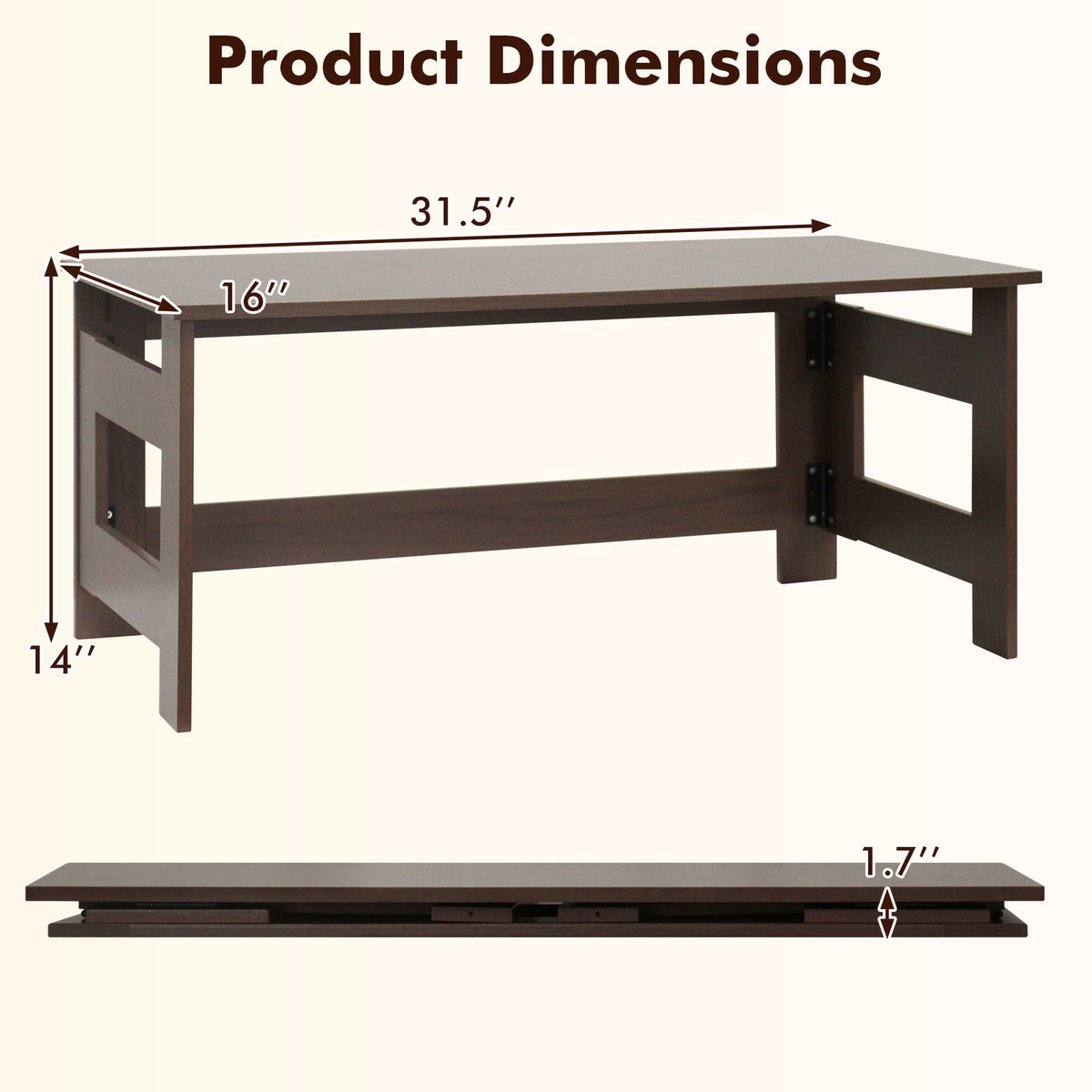 Folding Coffee Table – Portable Low Floor Table with Foldable Legs for Living Room
