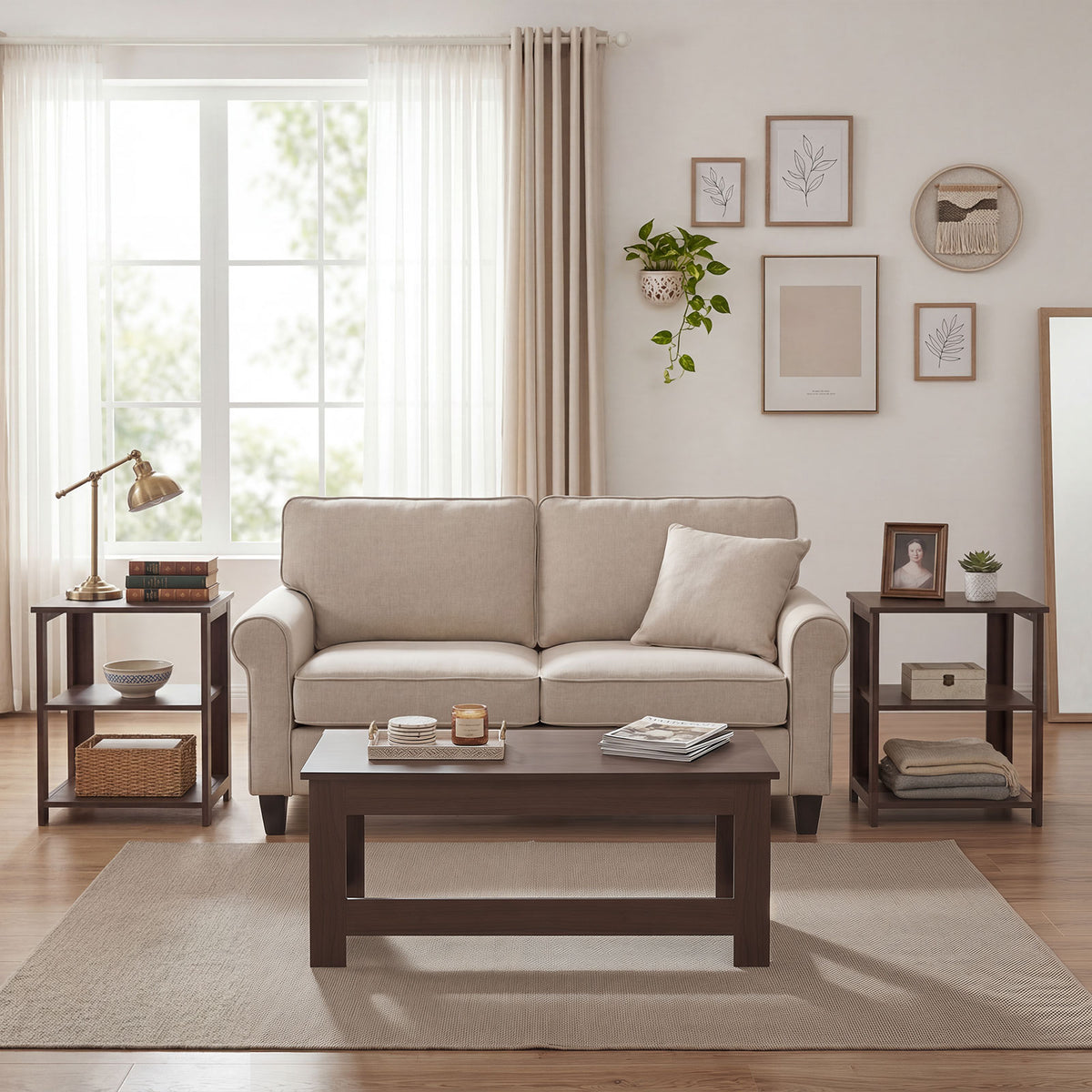 Folding Coffee Table – Portable Low Floor Table with Foldable Legs for Living Room