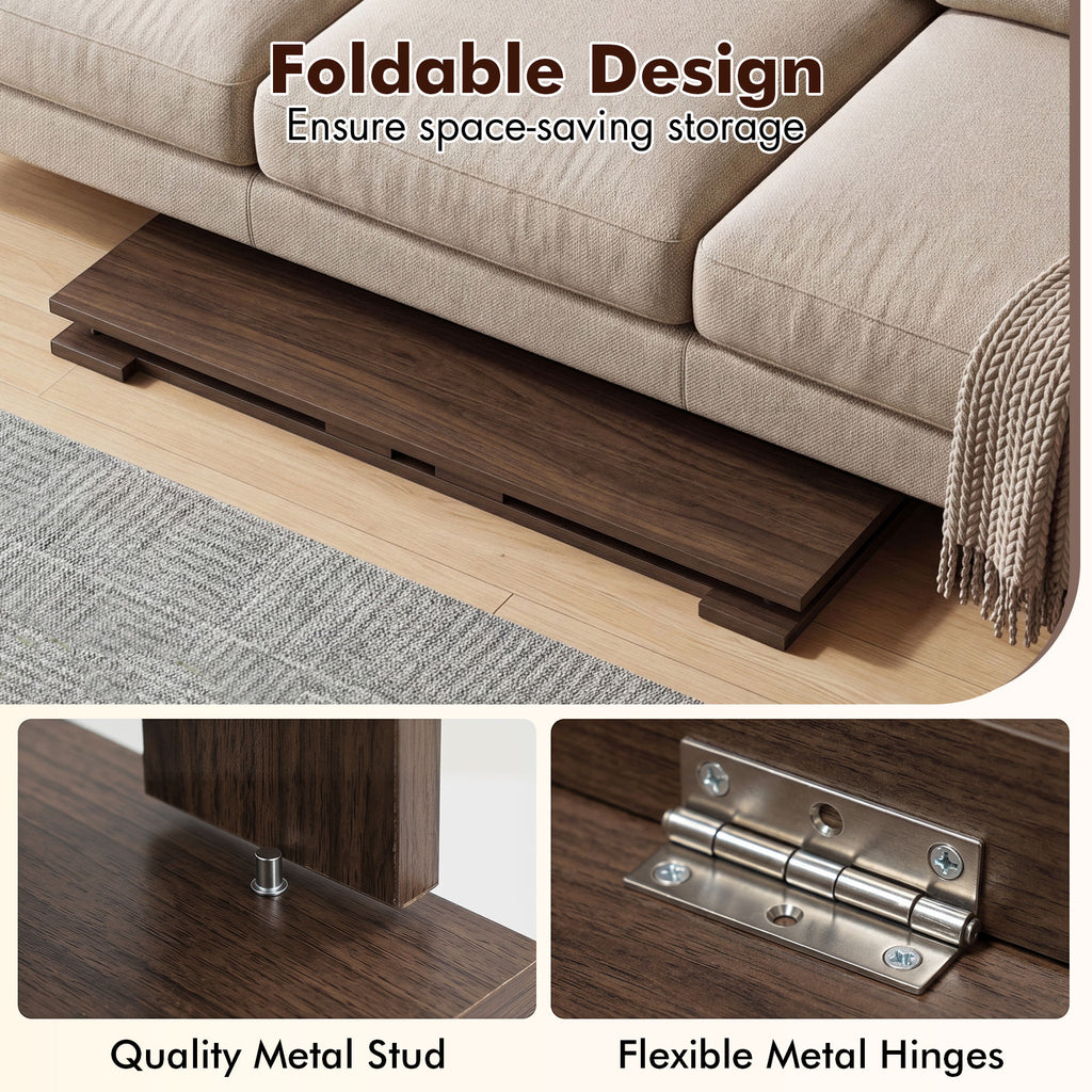 Folding Coffee Table – Portable Low Floor Table with Foldable Legs for Living Room