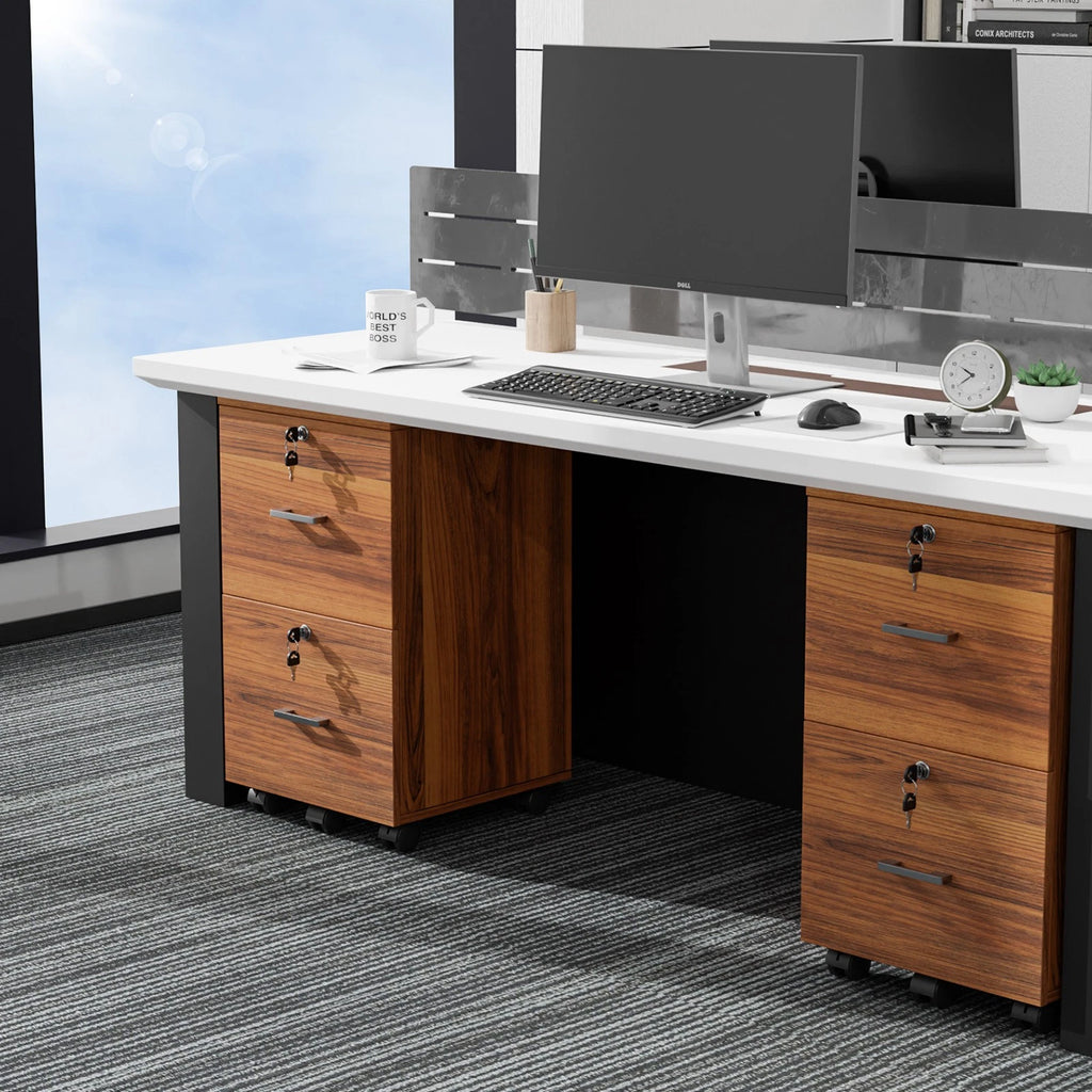 Mobile Lateral File Cabinet 2-Drawer Wood Home Office Craft Room