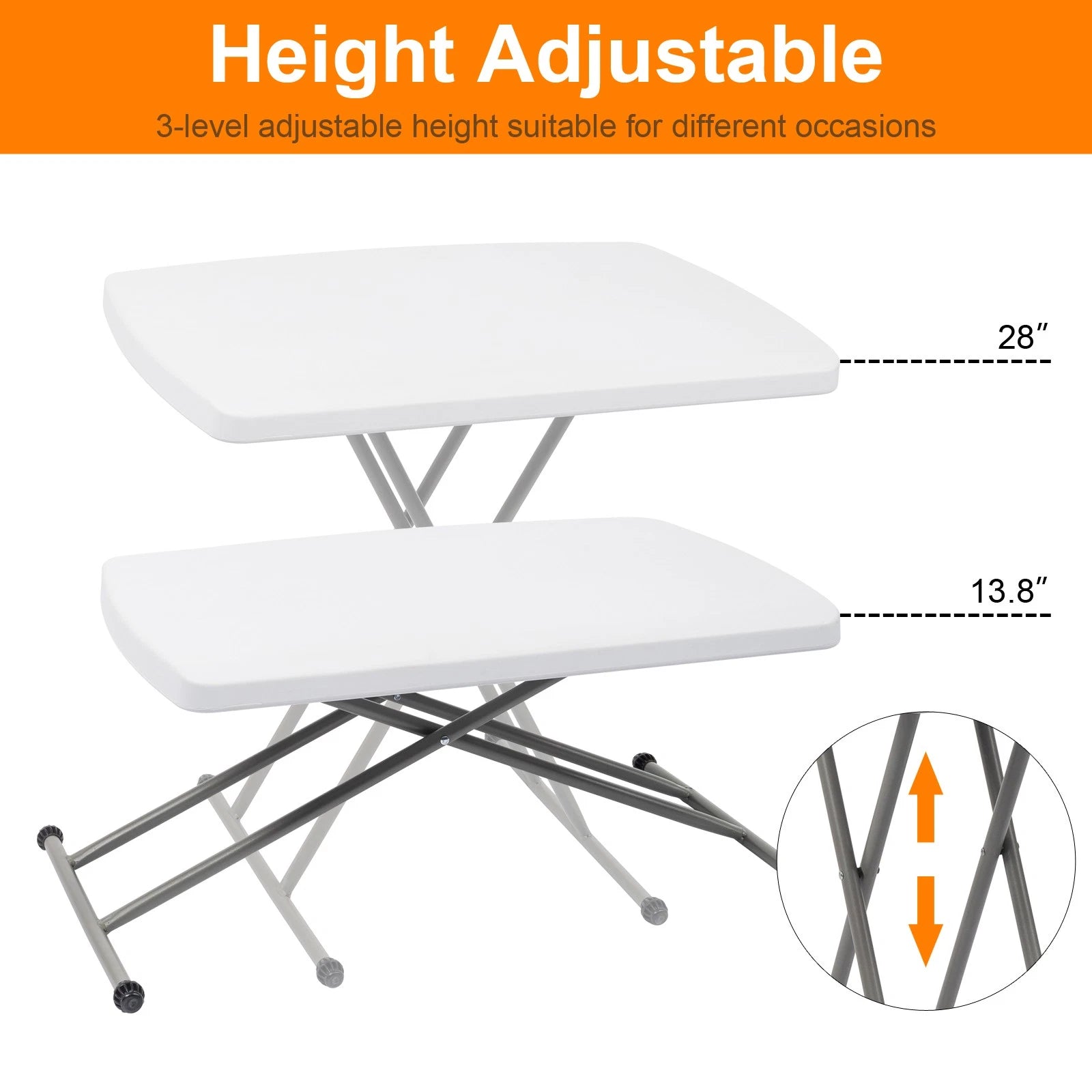 Portable Folding Table with Adjustable Height | Lightweight HDPE Table for Indoor & Outdoor Use