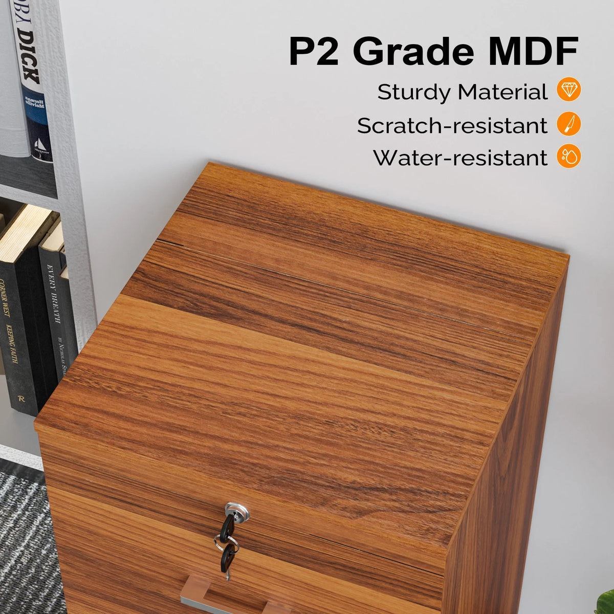 Mobile Lateral File Cabinet 2-Drawer Wood Home Office Craft Room
