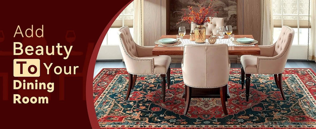 Vintage Medallion Area Rug 4x6 – Machine Washable Non-Slip Floral Living Room Rug, Soft Faux Wool