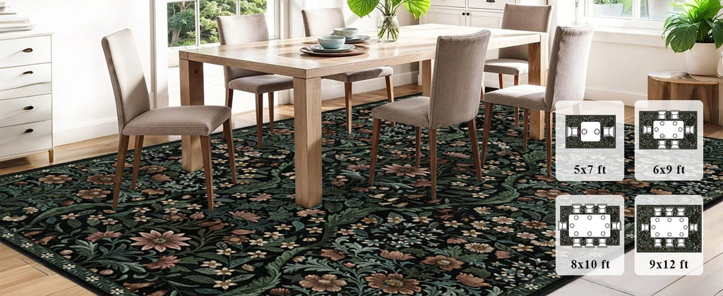 Botanical Floral Area Rug 5x7 – Soft Machine Washable Non-Slip Rug for Living Room, Bedroom, Dining & Kids Room