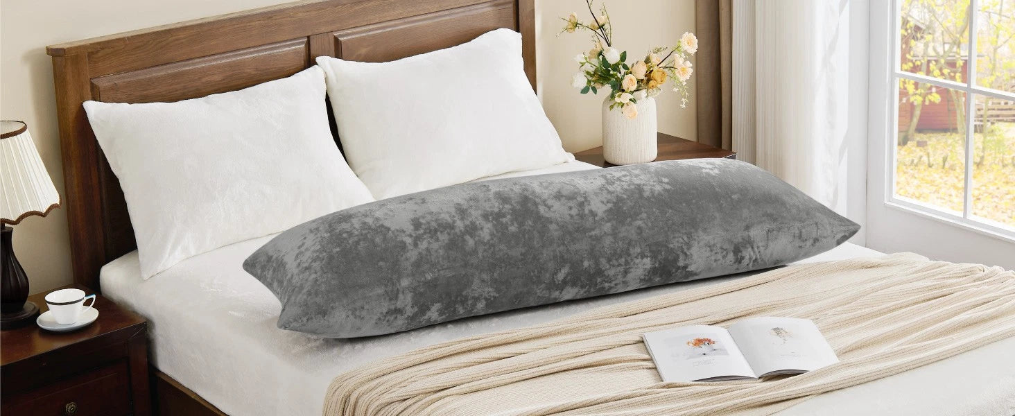 Luxury Velvet Body Pillow Case Zipper Solid Color Cover 4x24