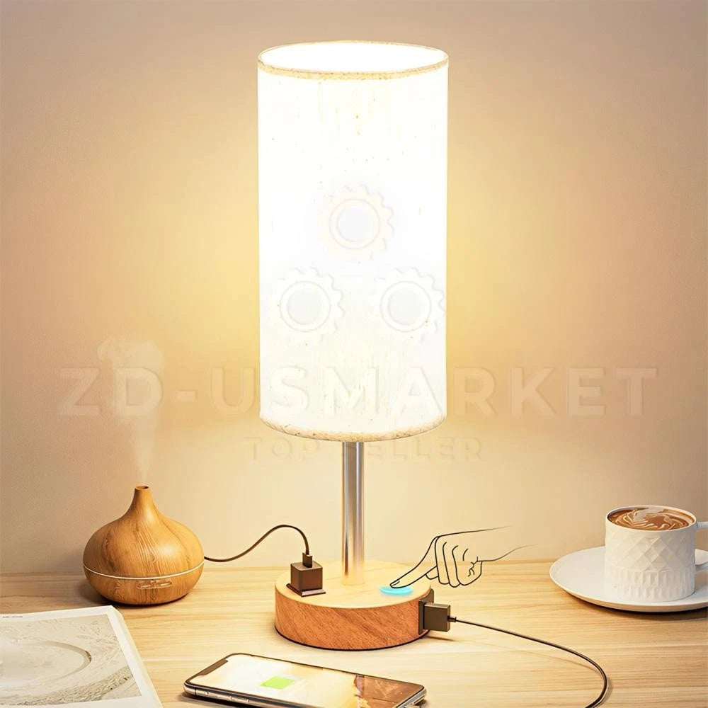 Touch Control Bedside Lamp with USB Charging Station – Modern LED Table Lamp