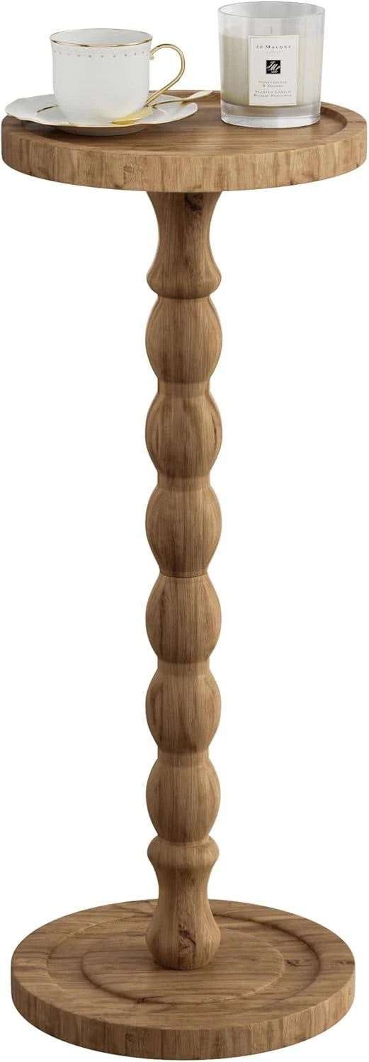 Small Round Wooden Side Table – Mid-Century End Table