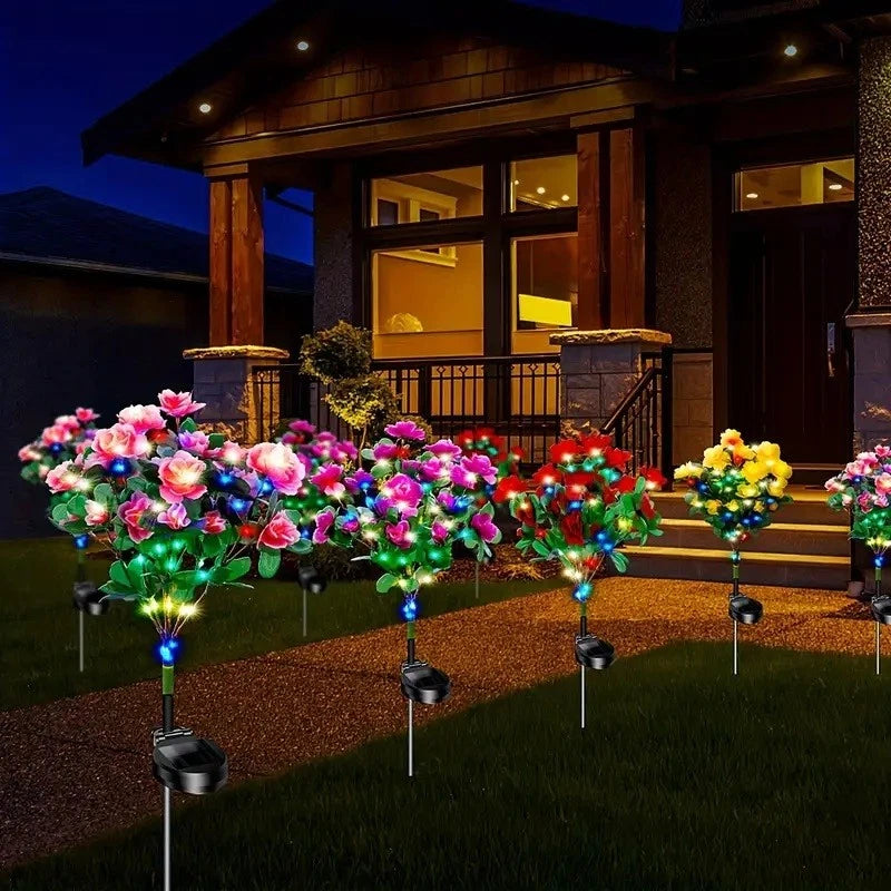 Solar Flower Stake Lights – LED Garden Decor, Waterproof Outdoor Yard Lamp, Color-Changing