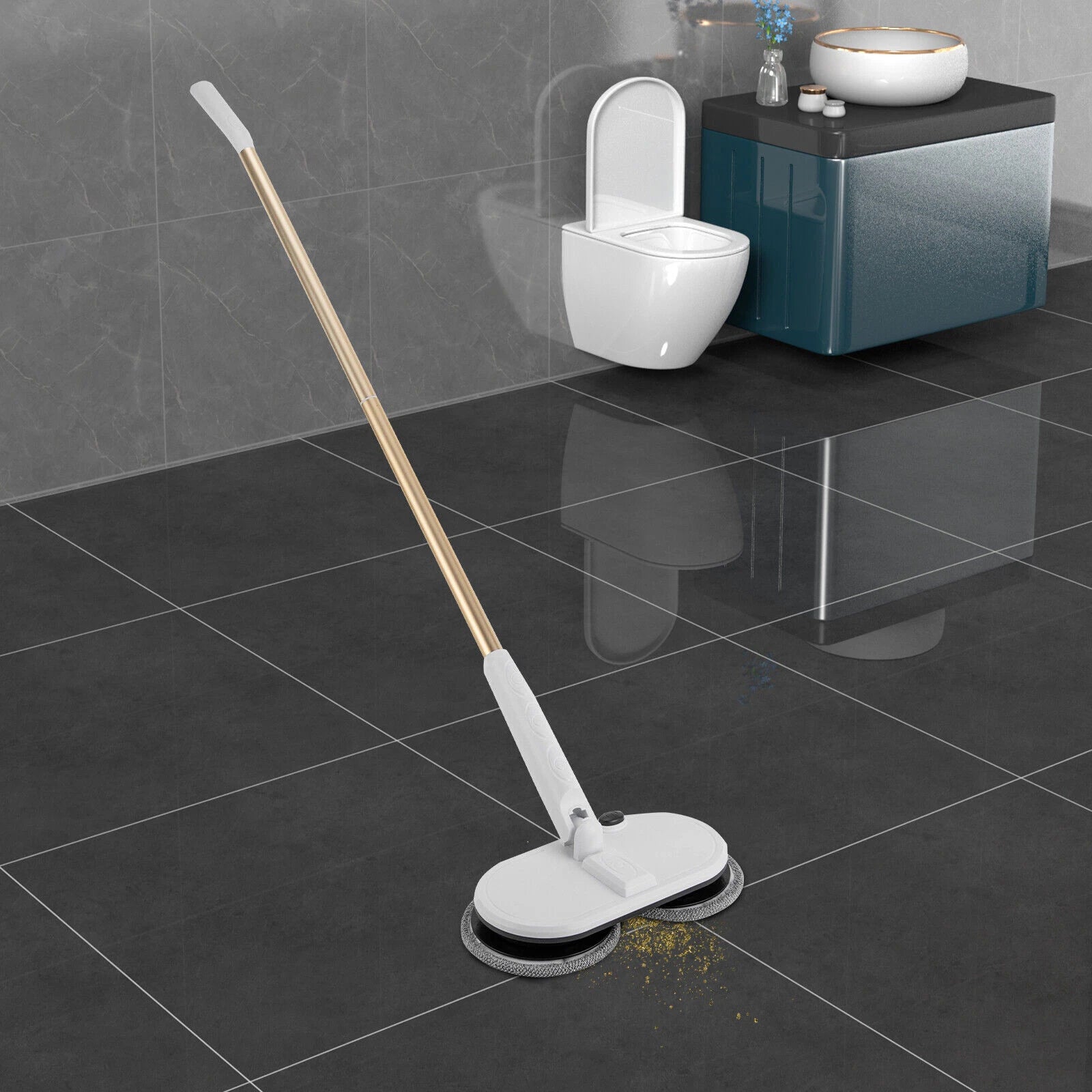 Electric Cordless Mop Rotating Spin Floor Scrubber Rechargeable USB Charging