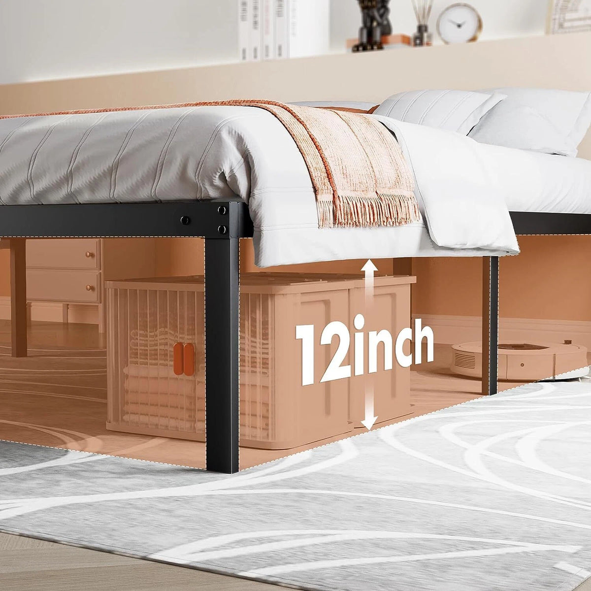 Twin Bed Frame Heavy Duty Steel Metal Platform Black 75x57in New