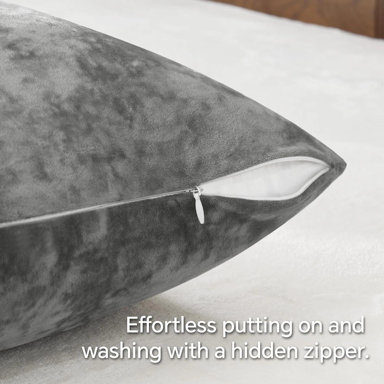 Luxury Velvet Body Pillow Case Zipper Solid Color Cover 4x24