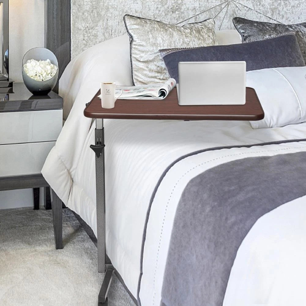 Adjustable Height Mobile Laptop Stand – Rolling Over-Bed Table with Tilting Top & Wheels, 27"-44