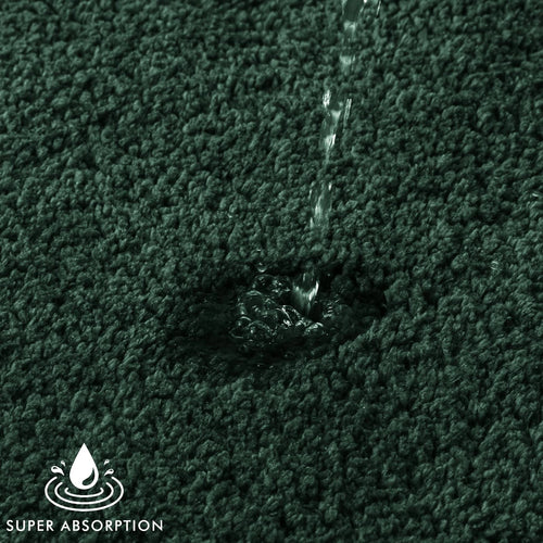 2 Piece Bathroom Rug Set 16" x 24" Soft Microfiber Bath Mats, Non-Slip, Ultra Absorbent, Quick Dry, Washable Bathroom Floor Mats, Dark Green