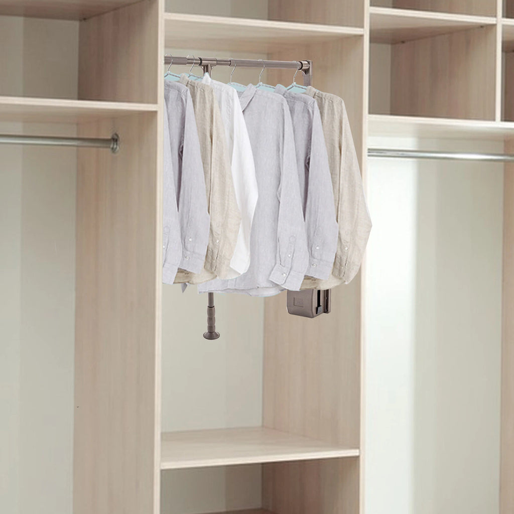 Adjustable Pull-Down Closet Rod – Soft-Close Wardrobe Lift, 35–47" Aluminum Hanging Rack, 55 lb Capacity