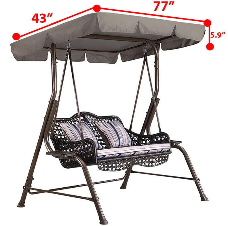 Patio Swing Canopy Replacement Cover – Waterproof UV-Protection Top, 77x43 in Gray