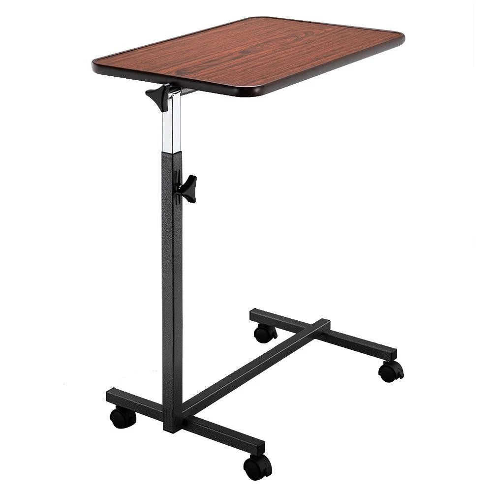 Adjustable Height Mobile Laptop Stand – Rolling Over-Bed Table with Tilting Top & Wheels, 27"-44