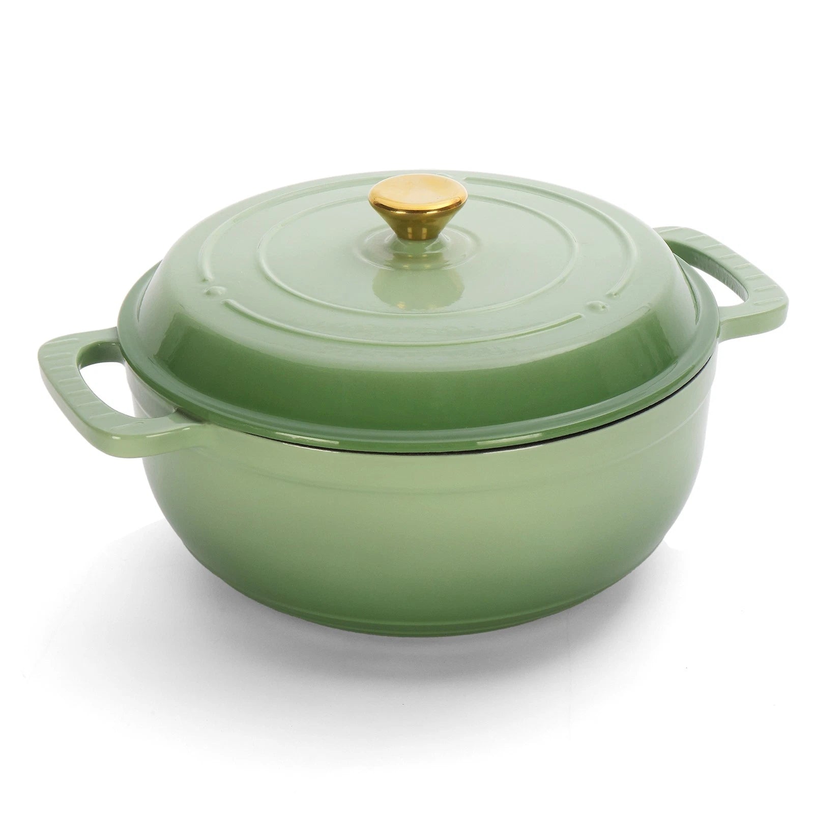 5QT Green Enameled Cast Iron Dutch Oven with Lid – Oven-Safe Round Pot for Bread, Stews & Braising