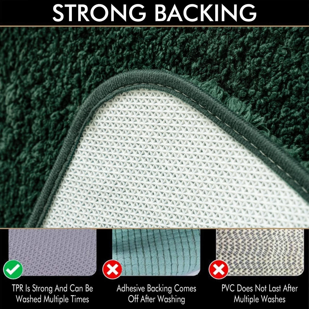 2 Piece Bathroom Rug Set 16" x 24" Soft Microfiber Bath Mats, Non-Slip, Ultra Absorbent, Quick Dry, Washable Bathroom Floor Mats, Dark Green