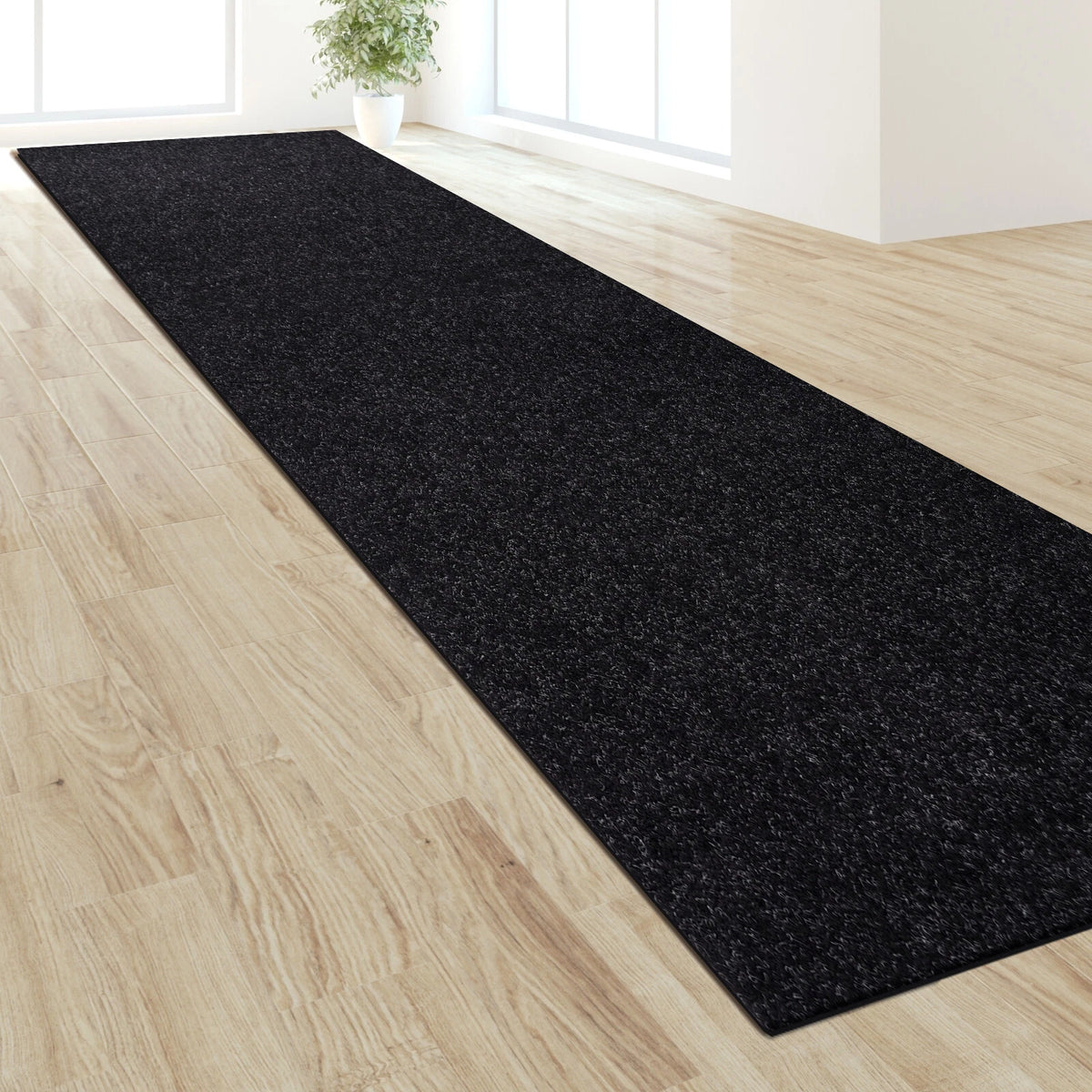 Black Non-Slip Runner Rug 2x6 ft – Cuttable Stain-Resistant Hallway, Kitchen & Doorway Mat