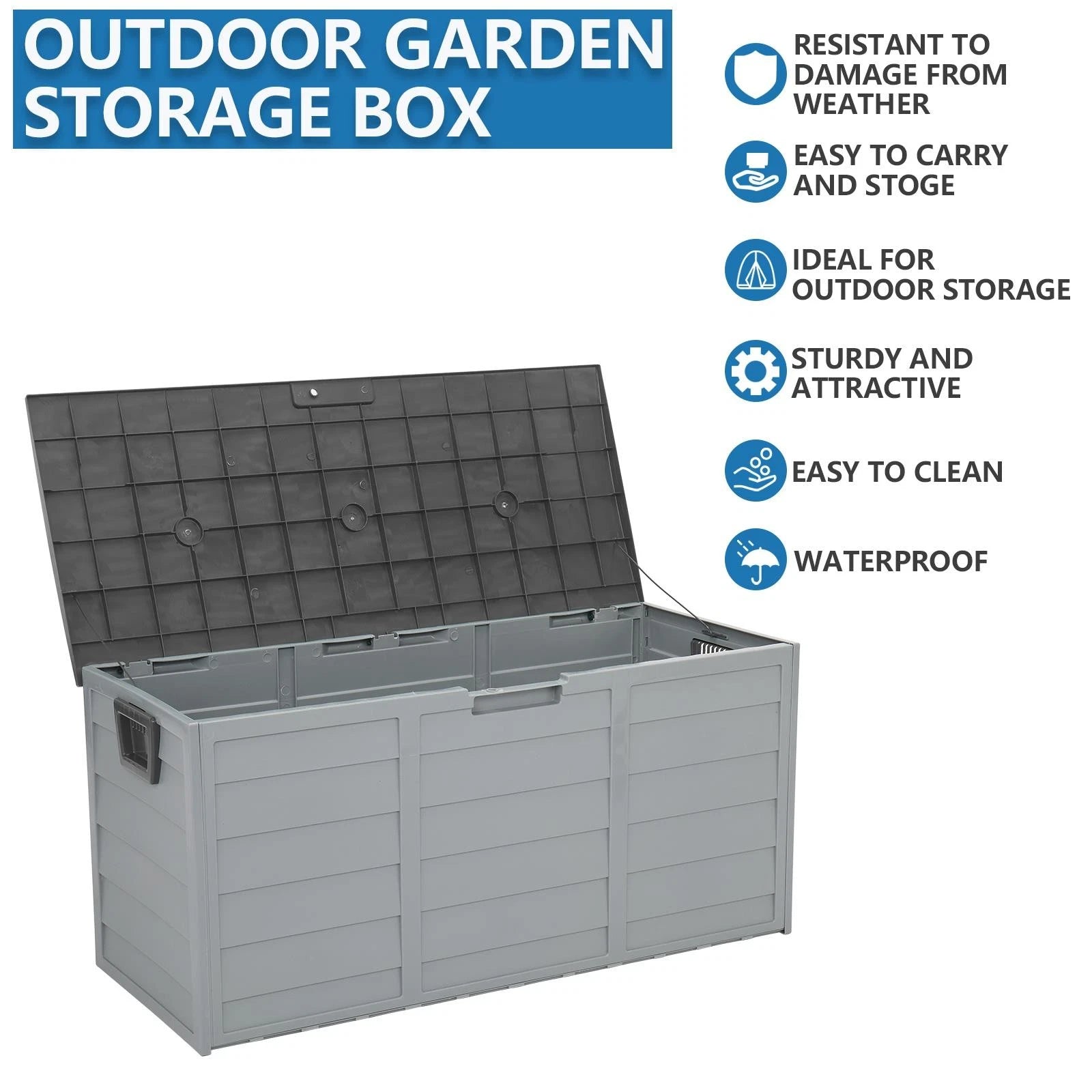 75 Gallon Outdoor Storage Deck Box with Wheels – Weatherproof Patio & Garden Storage Bin, 260L