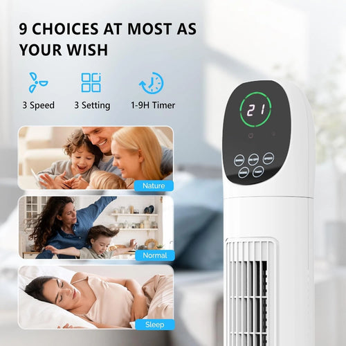 34" Tower Fan Oscillating Bladeless Remote Control Timer Quiet Standing Fan