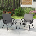 Metal Patio Chairs Set of 2 – Breathable Mesh, Reclined Backrest, Gray