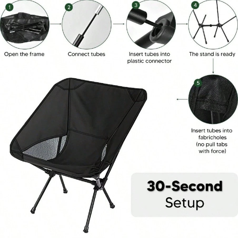 Collapsible Camp Chair with Carrying Bag – Lightweight Folding Outdoor Chair for Camping, Hiking & Beach