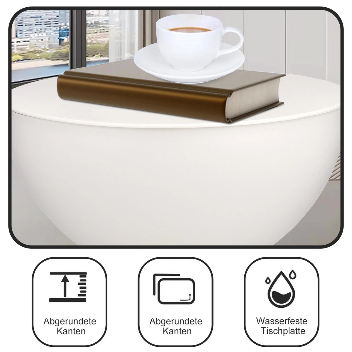 Round Side Table with Storage – Waterproof, Space-Saving End Table