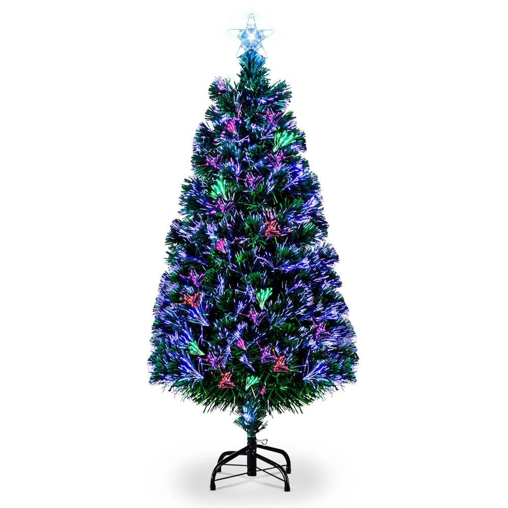 6FT Pre-Lit Artificial Christmas Tree – Fiber Optic Color-Changing LED Lights, 230 Branches