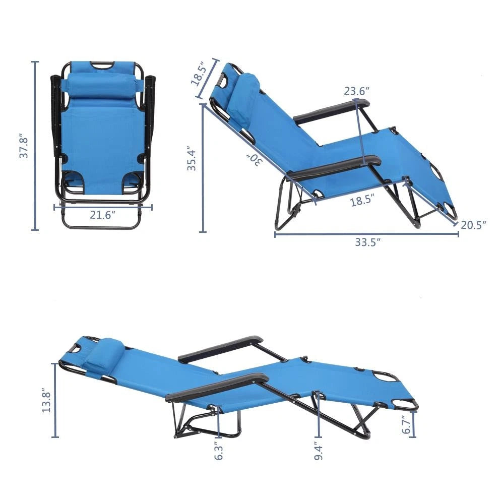 Zero Gravity Chair Folding Recliner Blue Adjustable Outdoor New