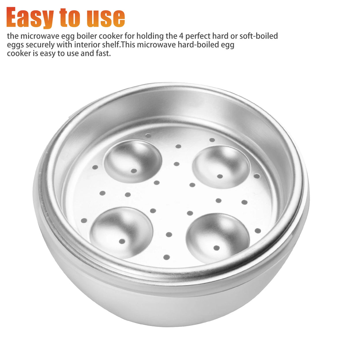 Egg Boiler Microwave Cooker Steamer for 4 Eggs Hard Soft Boiled No Pierce
