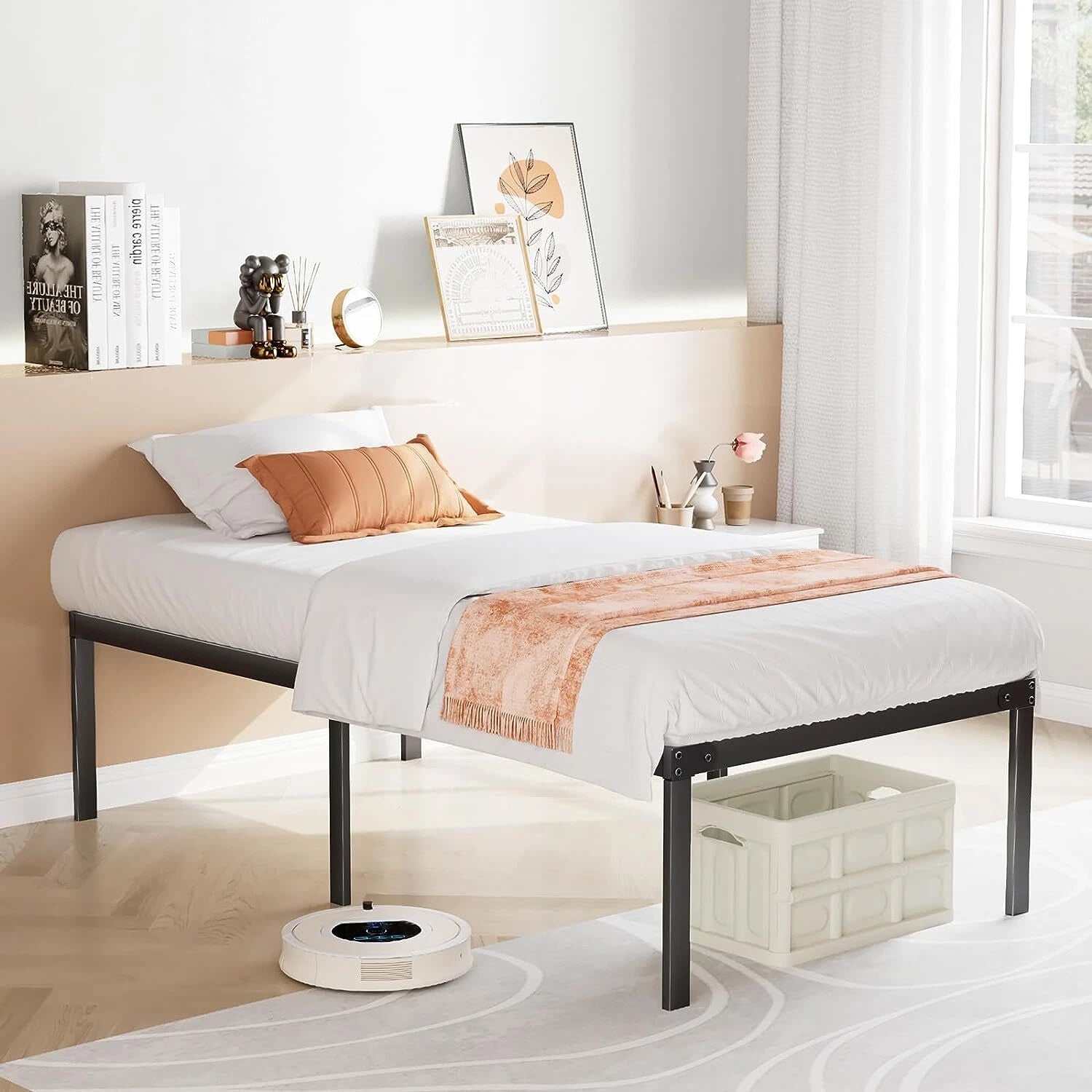 Twin Bed Frame Heavy Duty Steel Metal Platform Black 75x57in New