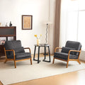 Mid-Century Modern Accent Chair – Corduroy Upholstered Lounge Chair with Curved Wood Arms, Includes Back Pillow,