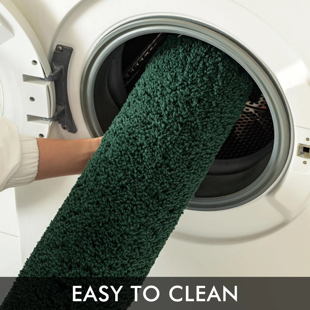 2 Piece Bathroom Rug Set 16" x 24" Soft Microfiber Bath Mats, Non-Slip, Ultra Absorbent, Quick Dry, Washable Bathroom Floor Mats, Dark Green