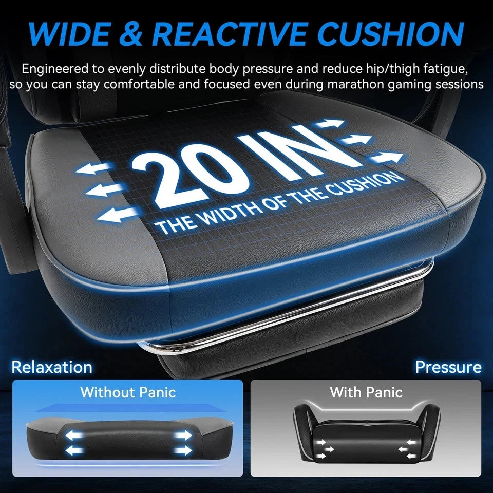 Ergonomic Gaming Office Chair, Reclining w/ Footrest, Headrest & Lumbar Pillow