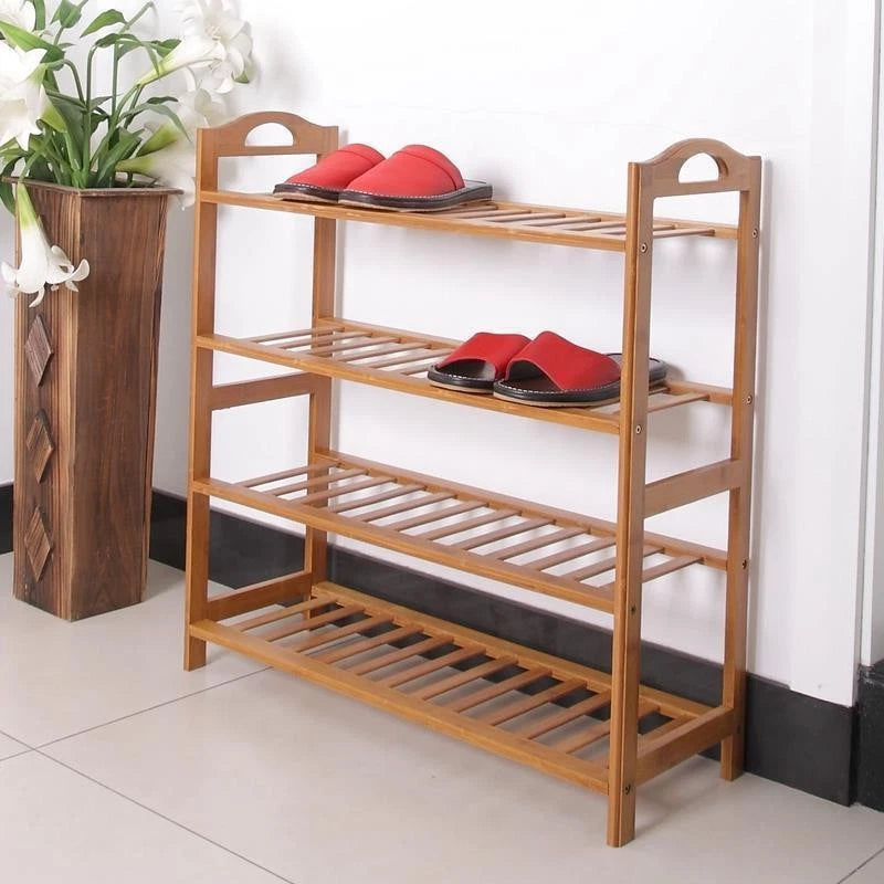 4-Tier Bamboo Shoe Rack – Space-Saving Storage Organizer for Entryway, Closet & Living Room