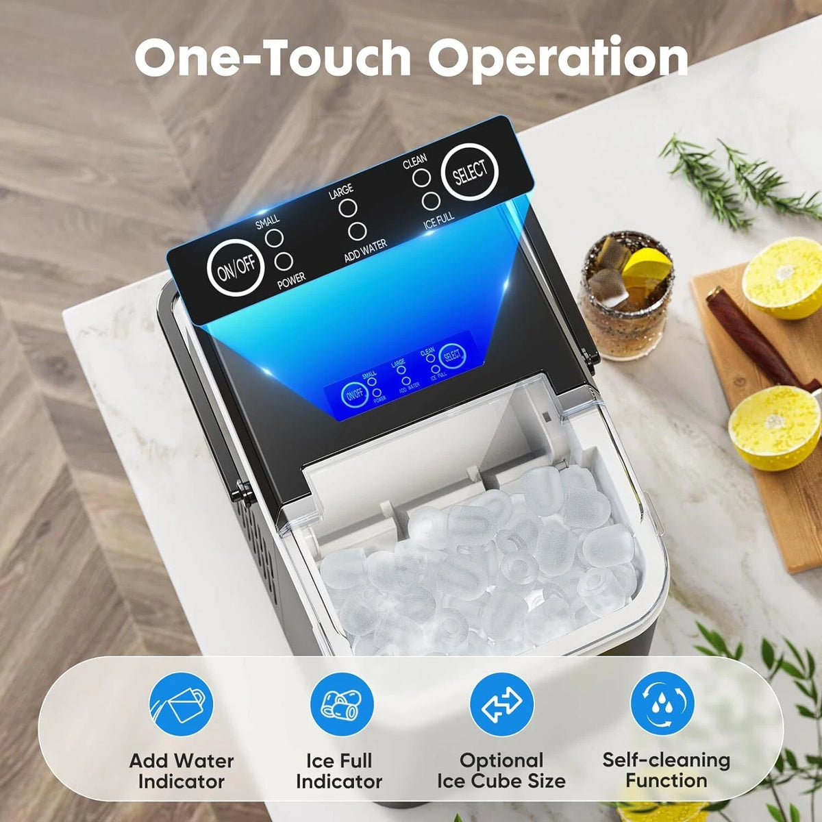 Portable Countertop Ice Maker | Fast 6-Min Ice Cubes, Self-Cleaning