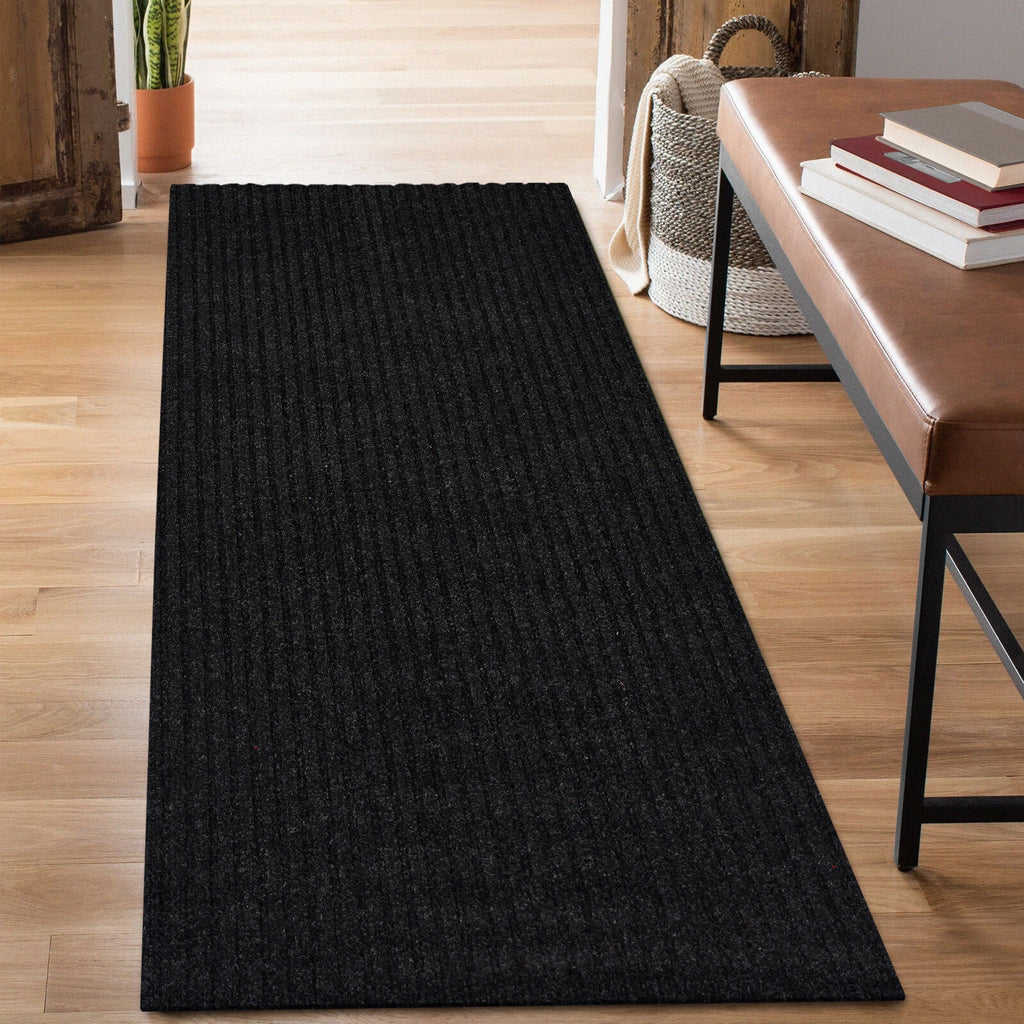 Black Non-Slip Runner Rug 2x6 ft – Cuttable Stain-Resistant Hallway, Kitchen & Doorway Mat