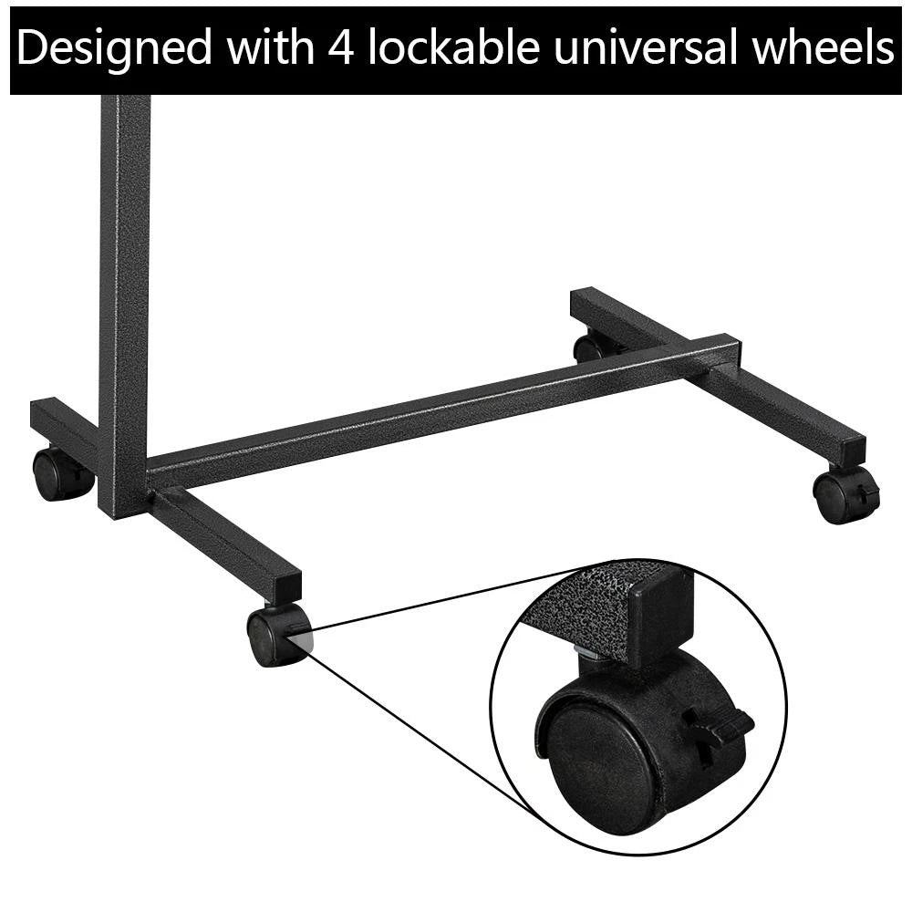 Adjustable Height Mobile Laptop Stand – Rolling Over-Bed Table with Tilting Top & Wheels, 27"-44