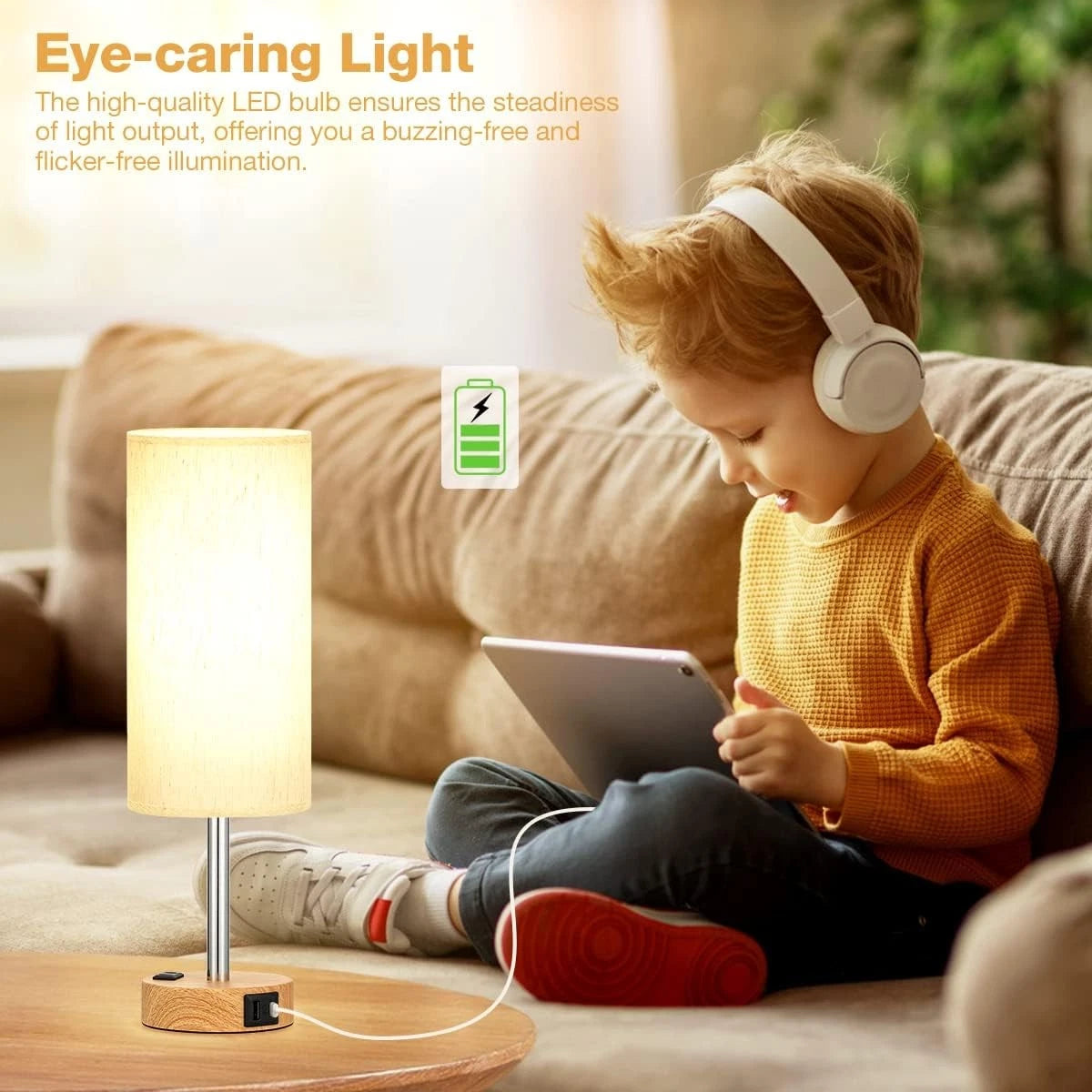 Touch Control Bedside Lamp with USB Charging Station – Modern LED Table Lamp