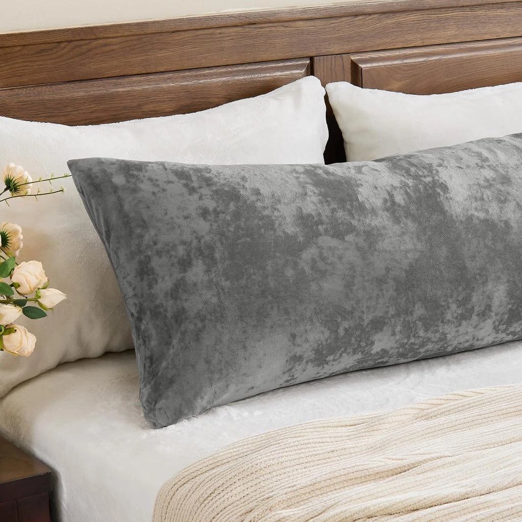 Luxury Velvet Body Pillow Case Zipper Solid Color Cover 4x24