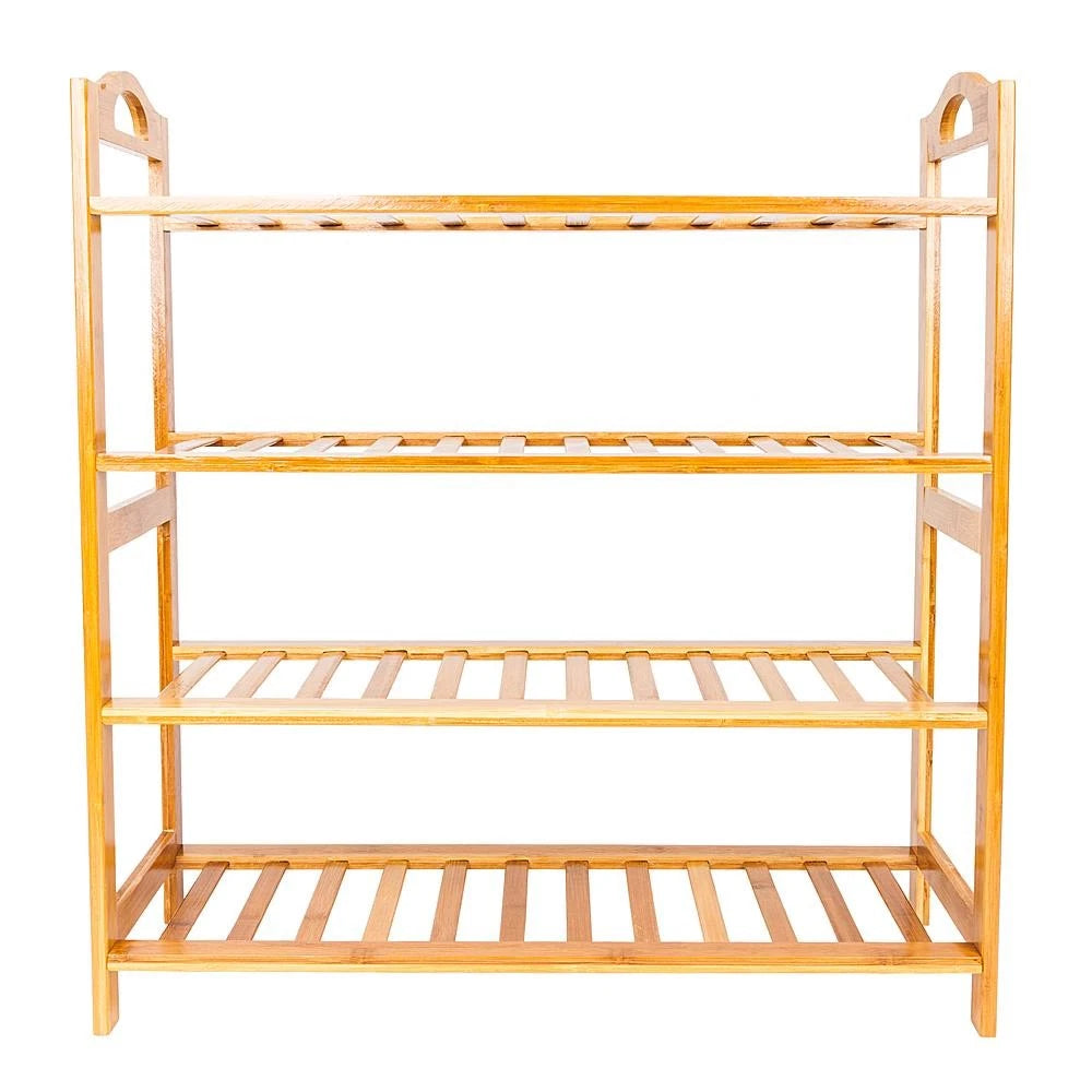 4-Tier Bamboo Shoe Rack – Space-Saving Storage Organizer for Entryway, Closet & Living Room