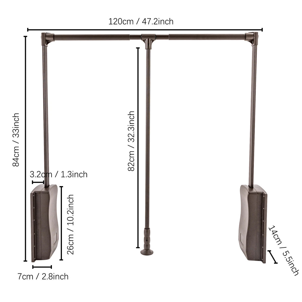 Adjustable Pull-Down Closet Rod – Soft-Close Wardrobe Lift, 35–47" Aluminum Hanging Rack, 55 lb Capacity