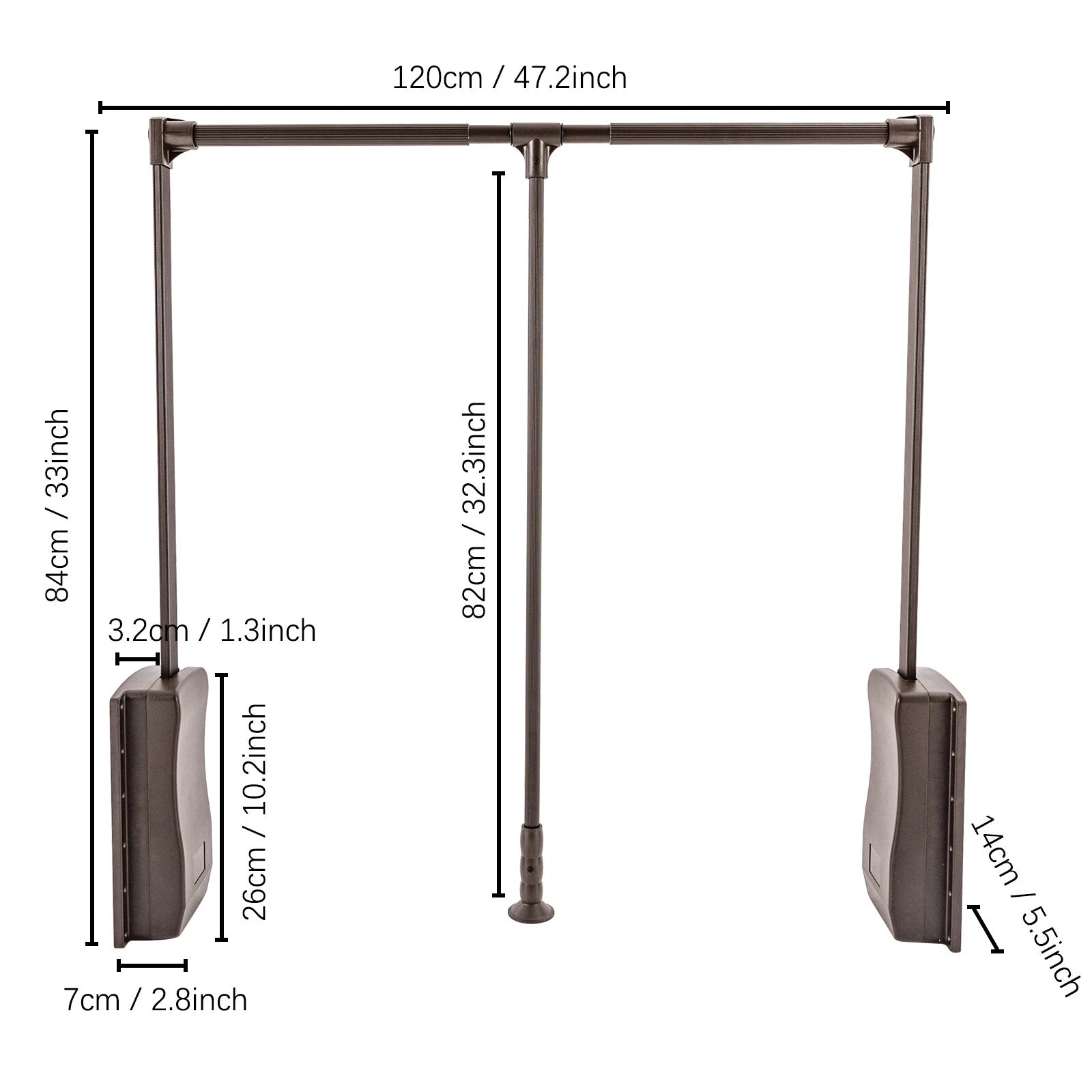 Adjustable Pull-Down Closet Rod – Soft-Close Wardrobe Lift, 35–47" Aluminum Hanging Rack, 55 lb Capacity