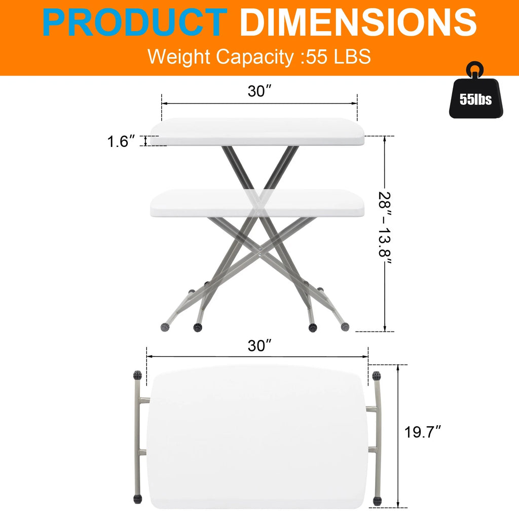 Portable Folding Table with Adjustable Height | Lightweight HDPE Table for Indoor & Outdoor Use