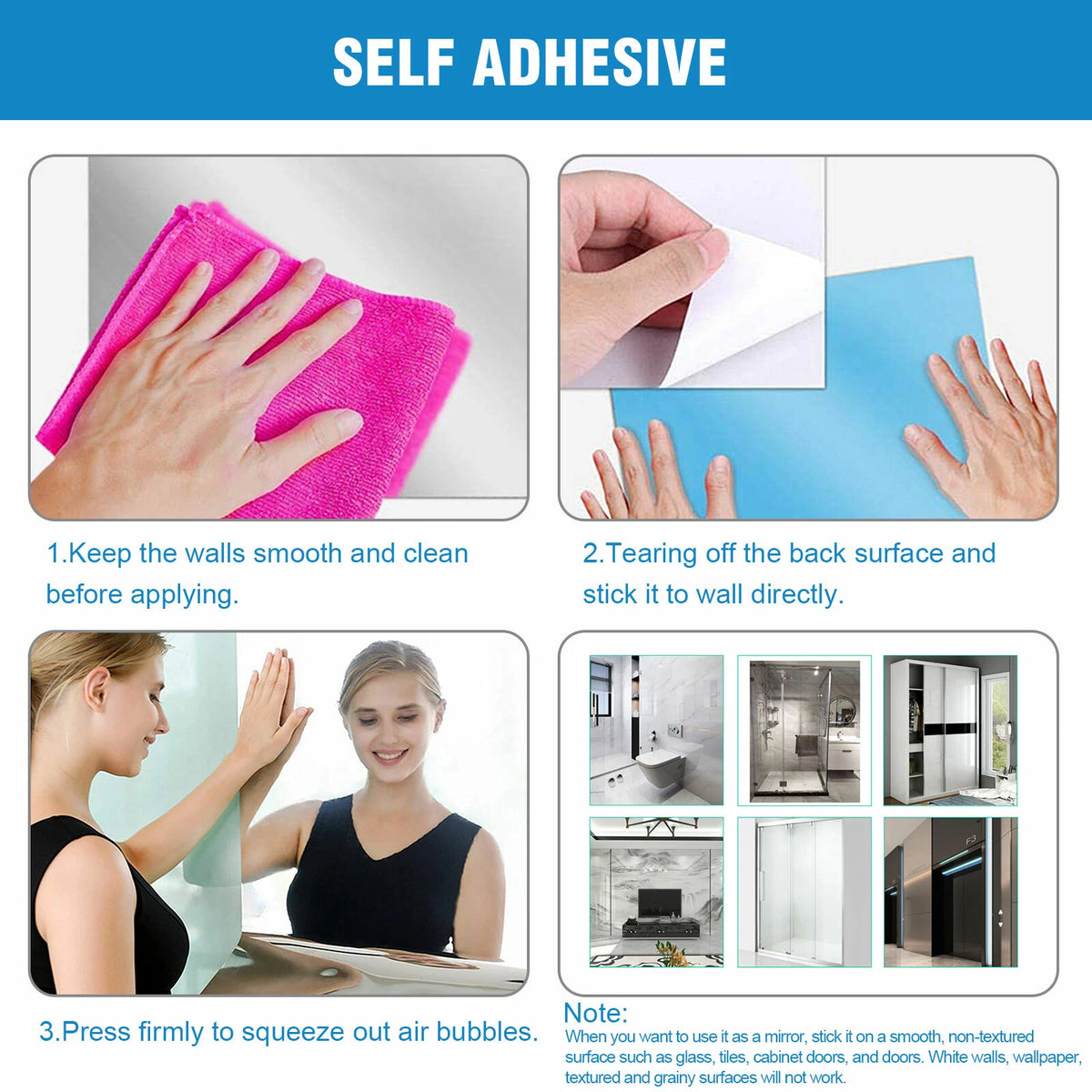 Flexible Mirror Wall Sticker Shatterproof Silver PET Film 50x100cm Free Ship