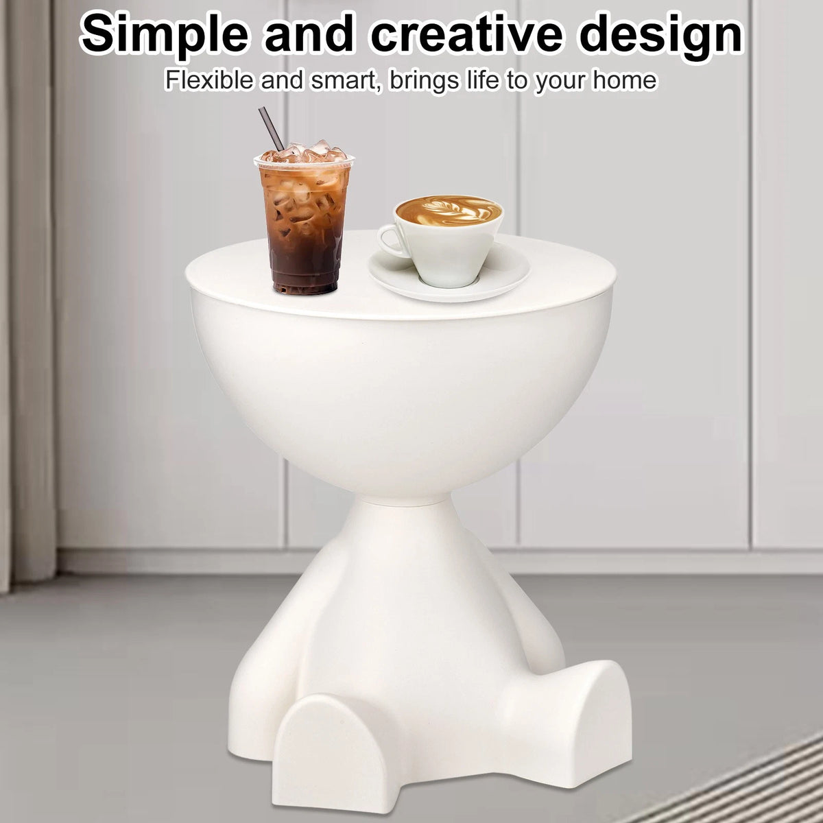 Round Side Table with Storage – Waterproof, Space-Saving End Table