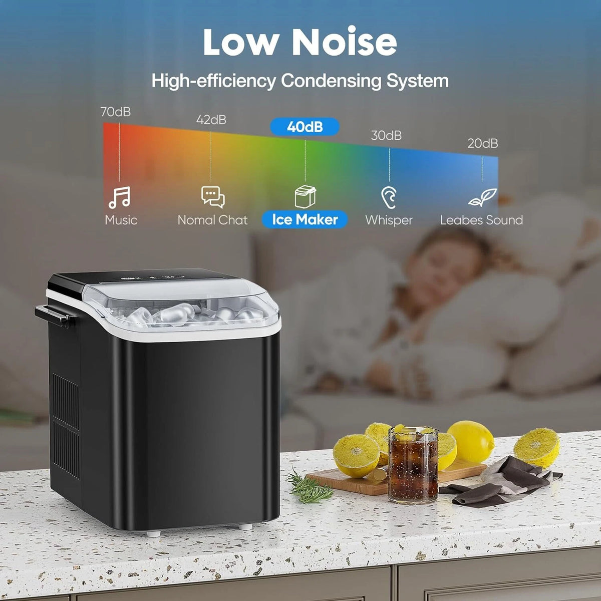 Portable Countertop Ice Maker | Fast 6-Min Ice Cubes, Self-Cleaning