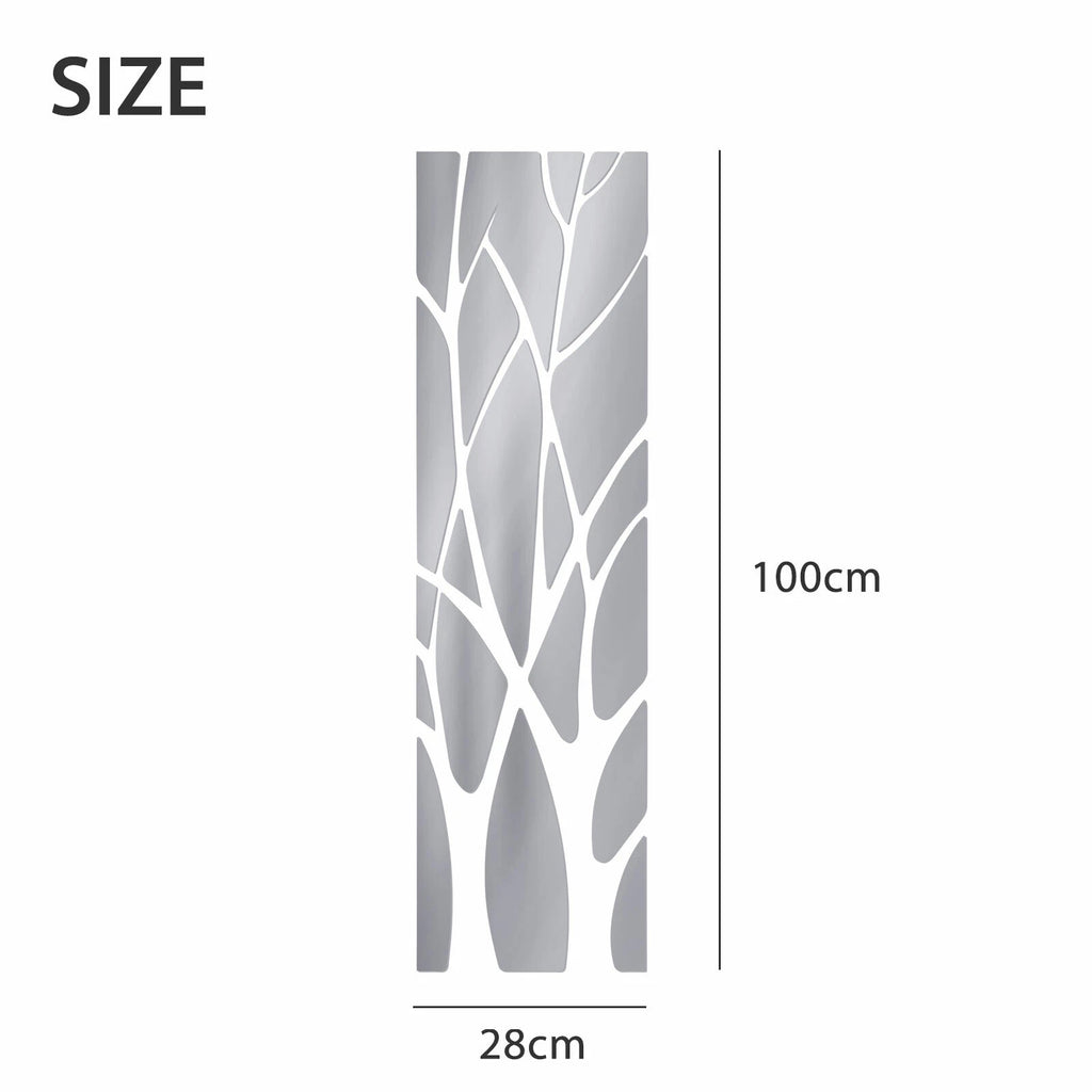Modern Mirrored Tree Wall Sticker Silver Acrylic DIY Decor