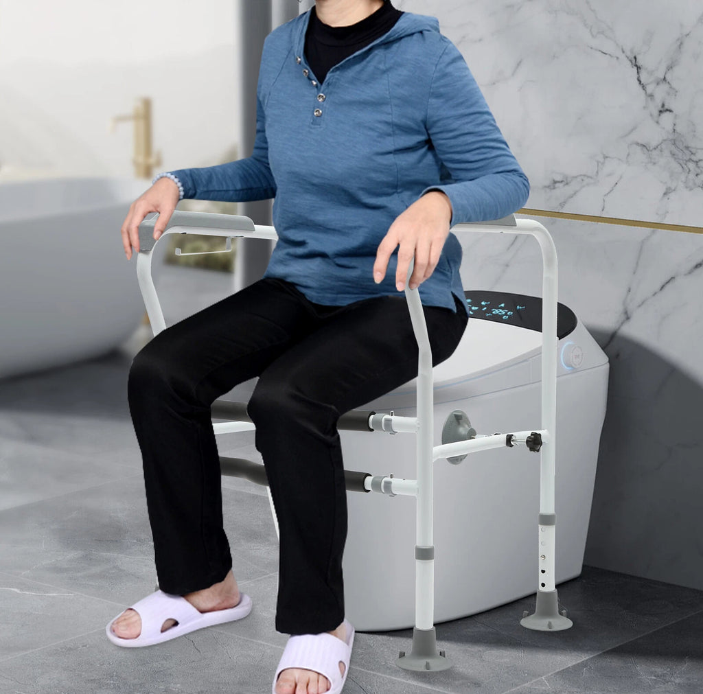 Toilet Safety Rail Frame Adjustable Grab Bar 330lbs Handicap Elderly Support